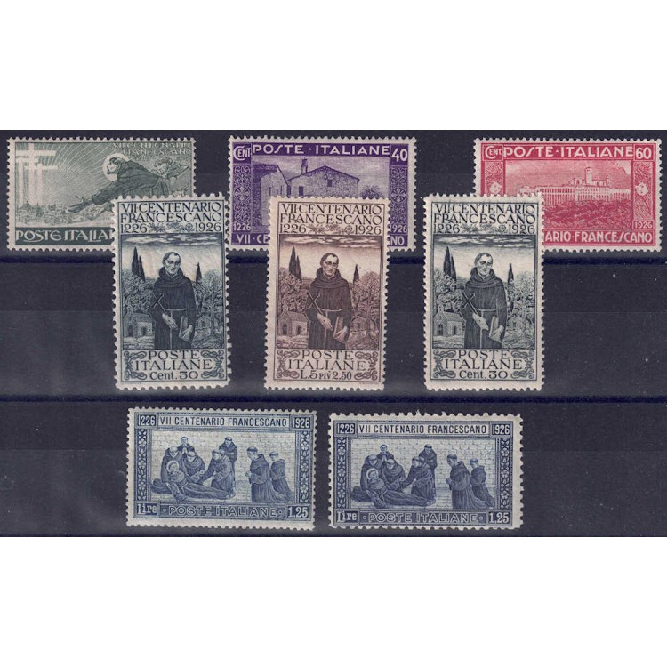 ITALIA REGNO 1926 San Francesco 8v MNH** ©