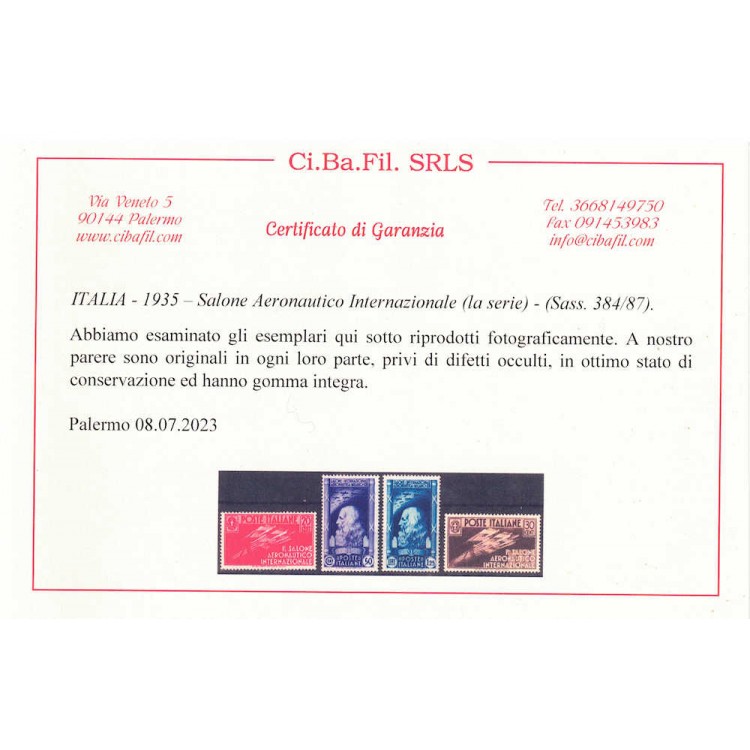 ITALIA REGNO 1935 Salone aeronautico 4v MNH** ©