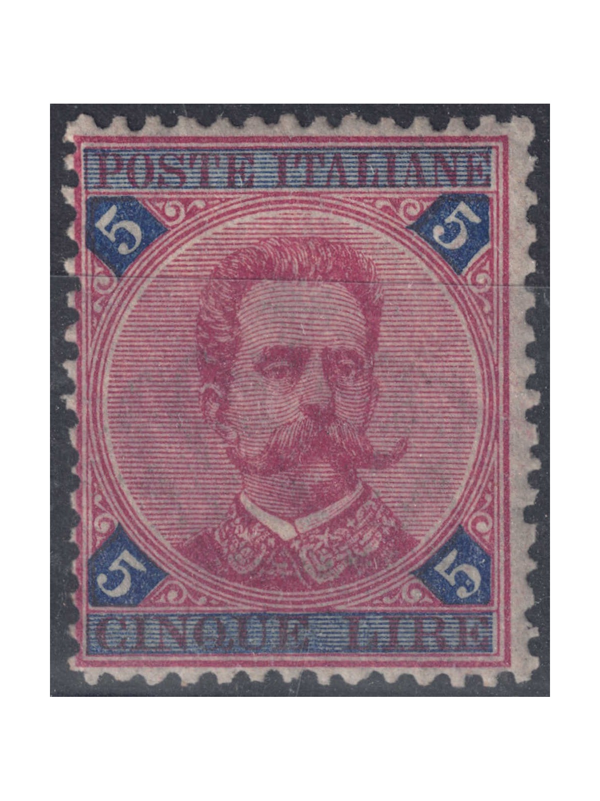 ITALY KINGDOM 1891 Umberto I 5£ carmine and blue MNH**