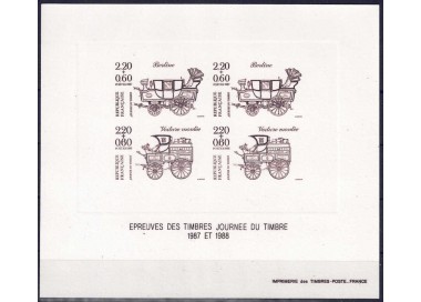 FRANCIA 1987-88 Giornata del francobollo (prova monocromatica)
