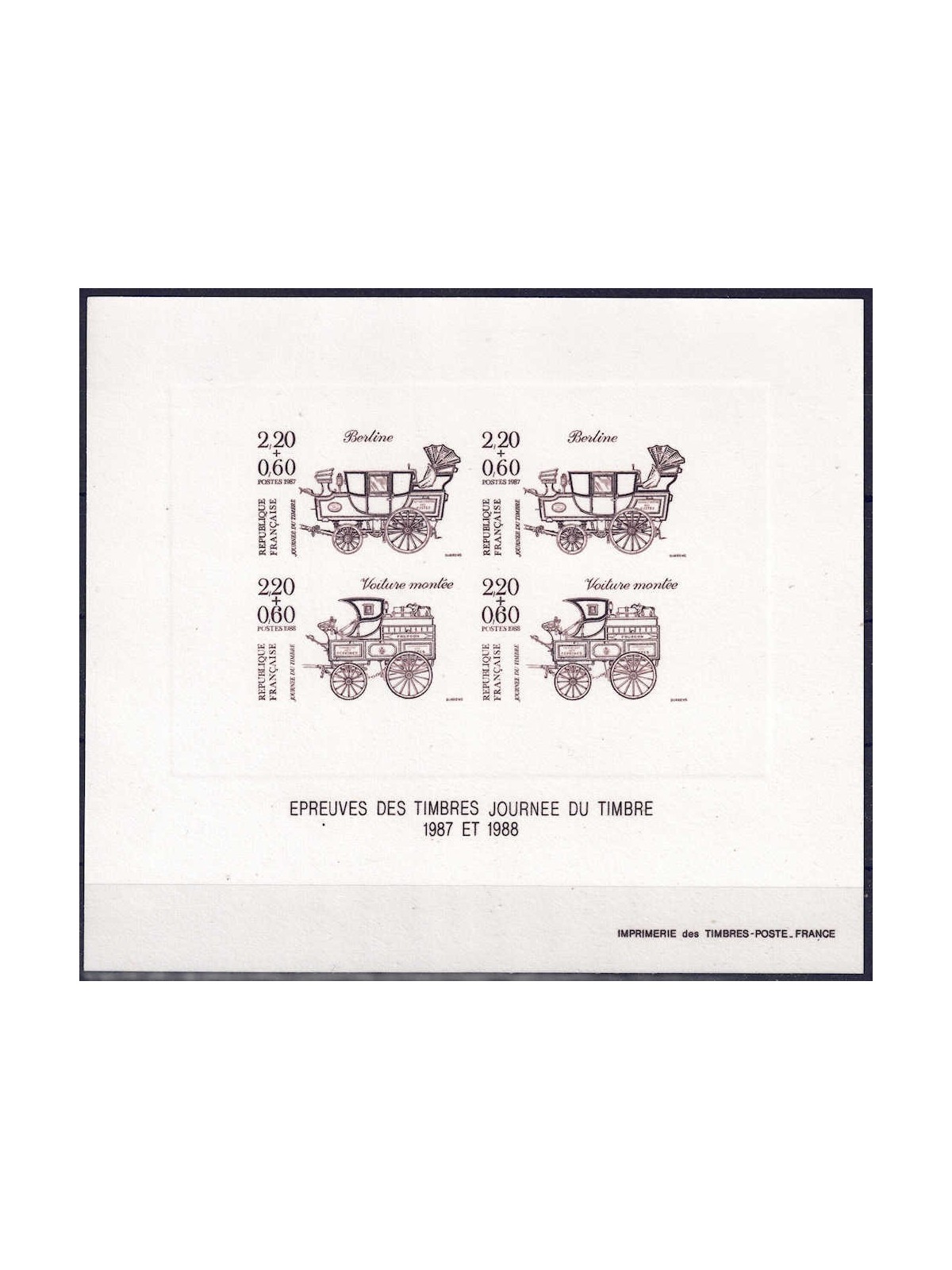 FRANCE 1987-88 Stamp Day (monochrome proof)