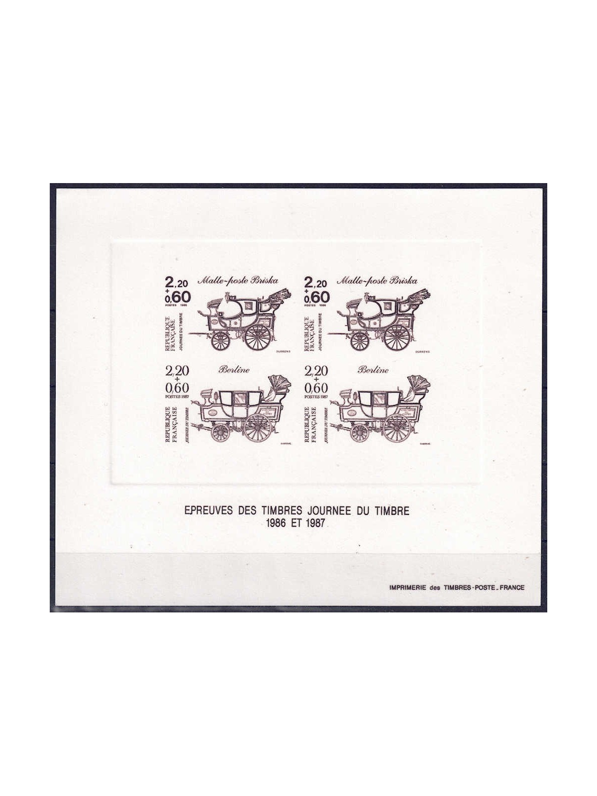 FRANCE 1986-87 Stamp Day (monochrome proof)