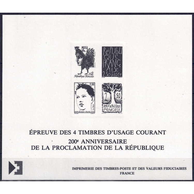 FRANCIA 1992 Bicentenario Repubblica Francese (prova monocromatica)
