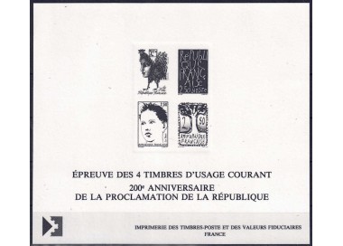 FRANCE 1992 Bicentenary of the French Republic (monochrome proof)