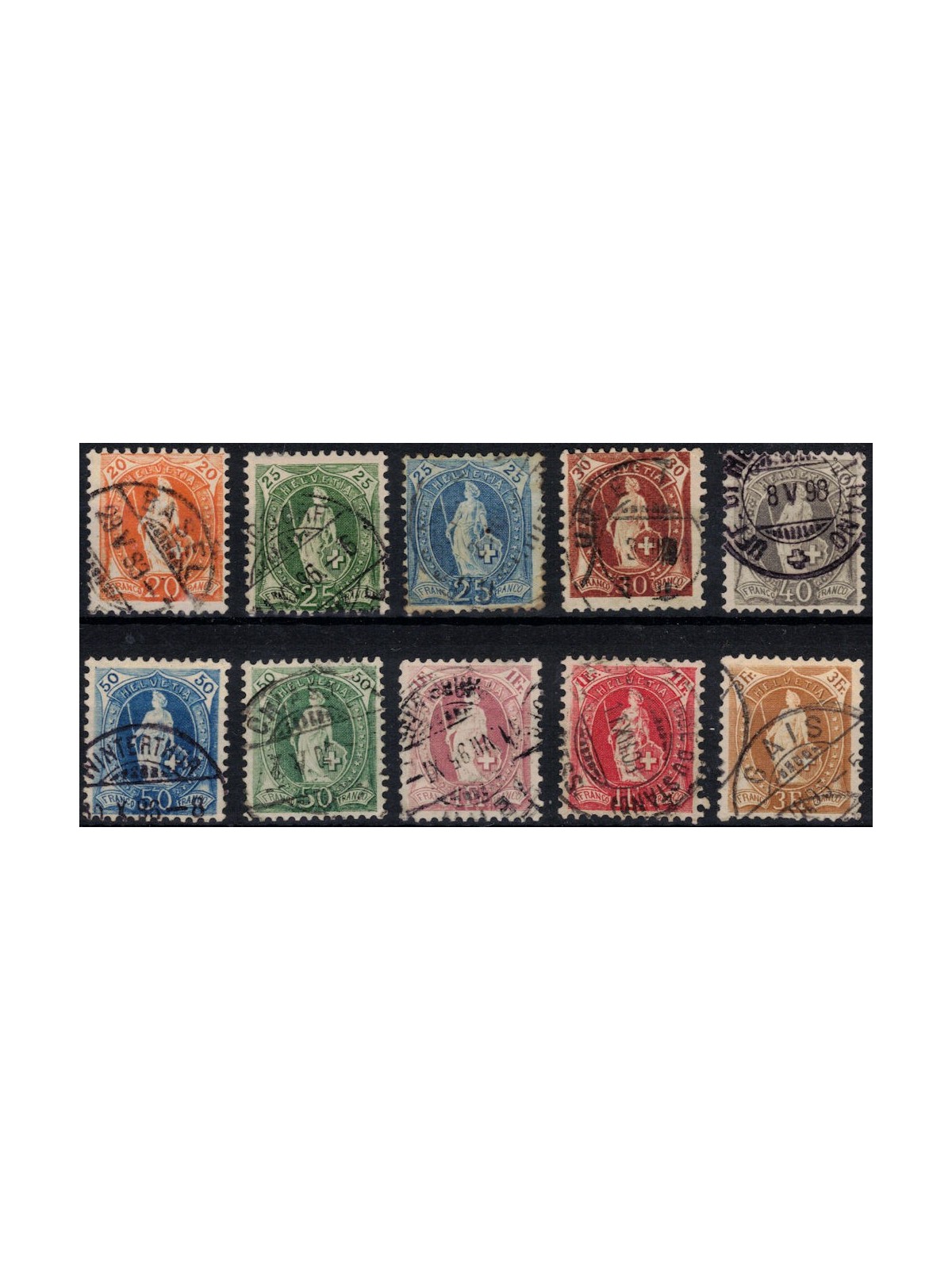 SWITZERLAND 1882-04 Helvetia standing 10v us