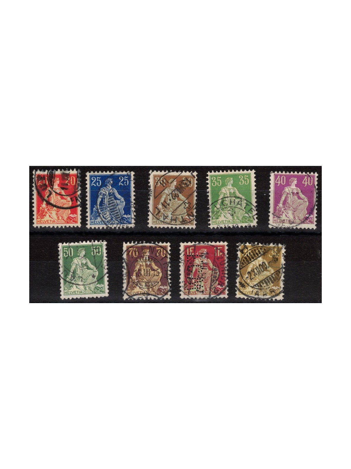 SVIZZERA 1908 Helvetia seduta 9v us