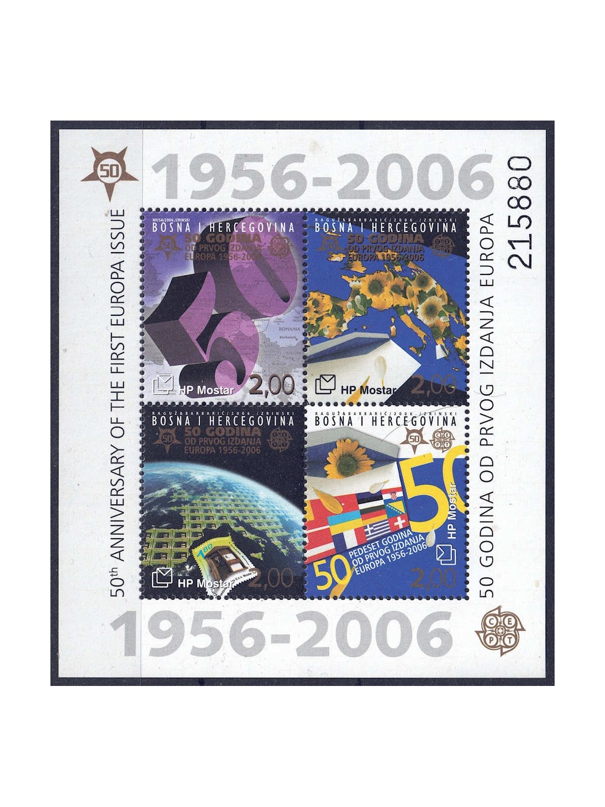 BOSNIA CROATA 2006 Cinquantenario francobolli Europa BF MNH**