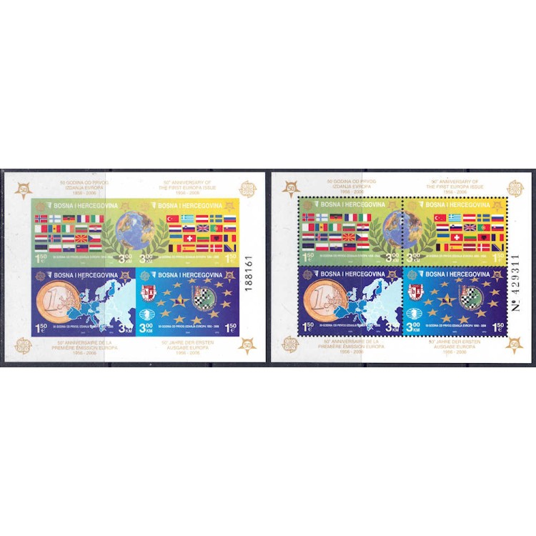 BOSNIA AND HERZEGOVINA 2005 Fiftieth Anniversary Europa Stamps 2 s/s MNH**