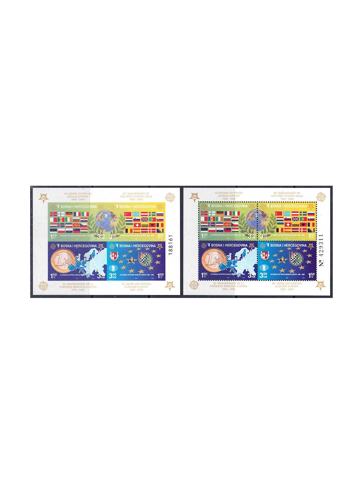 BOSNIA AND HERZEGOVINA 2005 Fiftieth Anniversary Europa Stamps 2 s/s MNH**