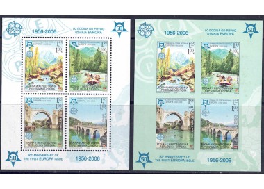 BOSNIA SERBA 2005 Cinquantenario francobolli Europa 2 BF MNH**