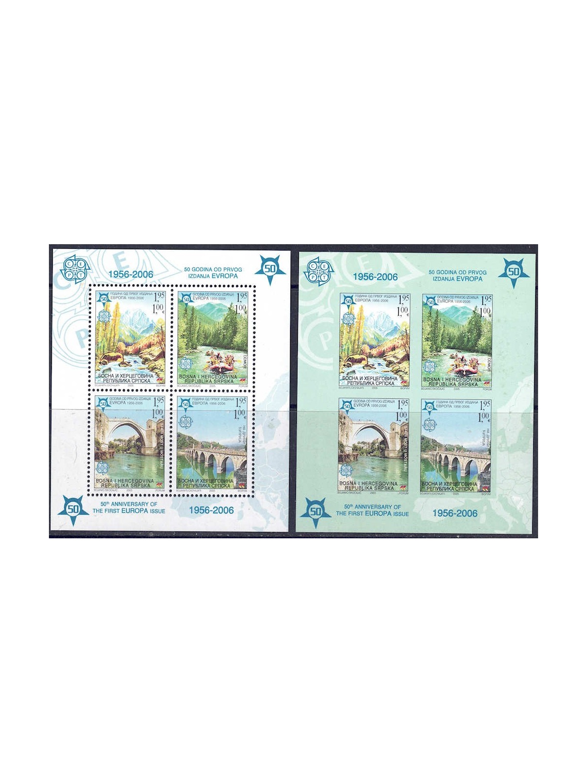 SERBIAN BOSNIA 2005 Fiftieth Anniversary Europa Stamps 2 s/s MNH**