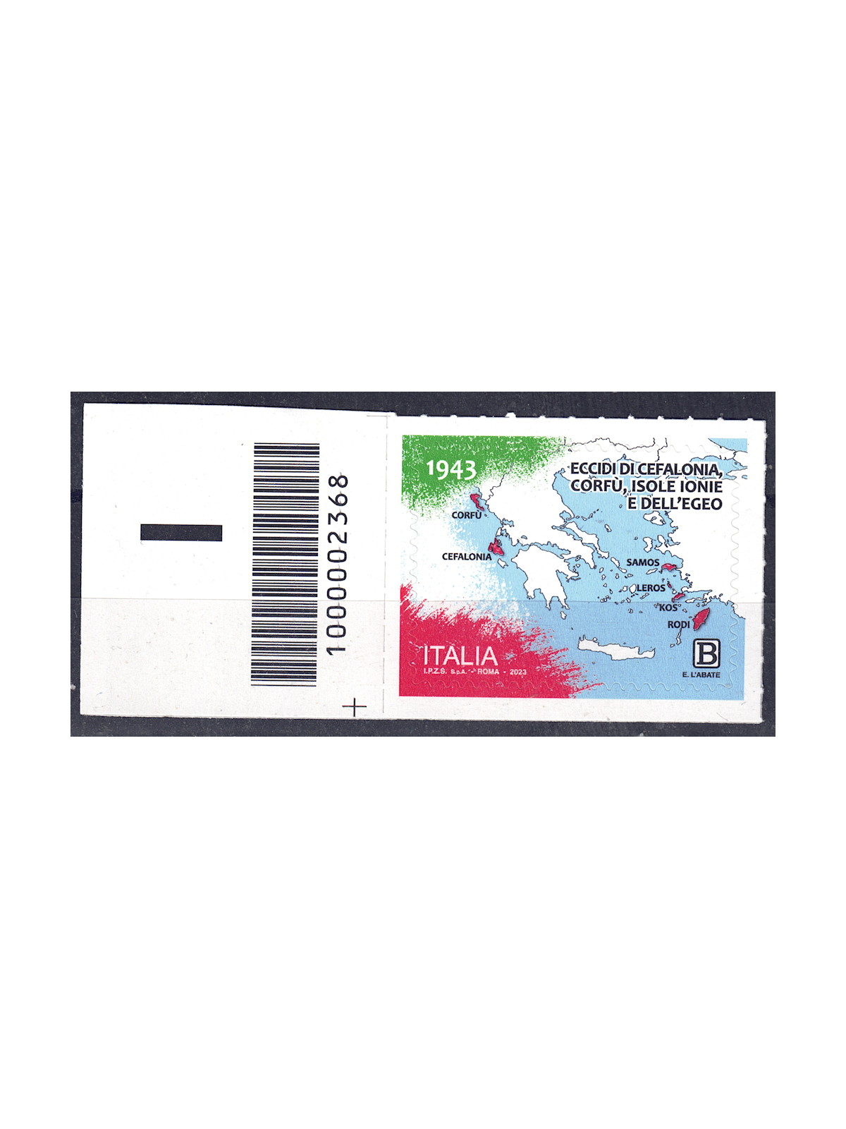 ITALIA 2023 Eccidi Cefalonia, Corfù, Isole Ionie e Egeo CB 2368 ais