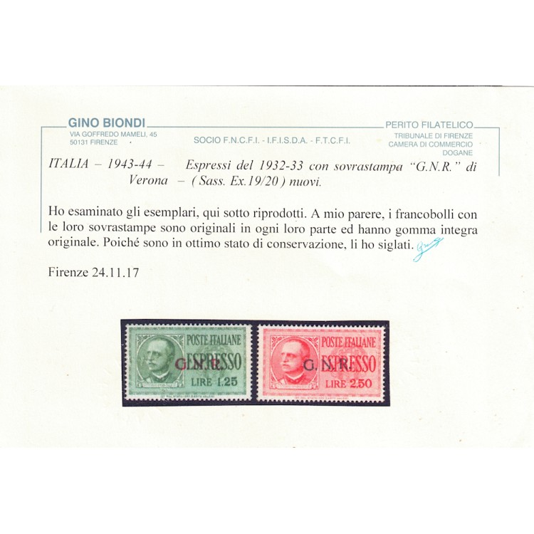 ITALIA RSI 1944 Espressi (Verona) 2v MNH** ©