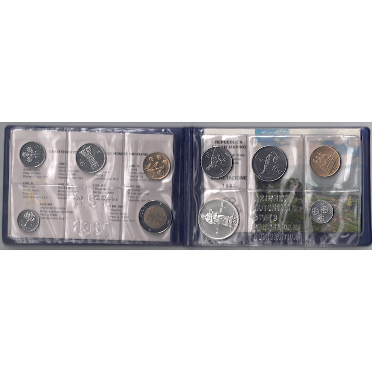SAN MARINO 1987 Divisional Set of 10 Coins UNC