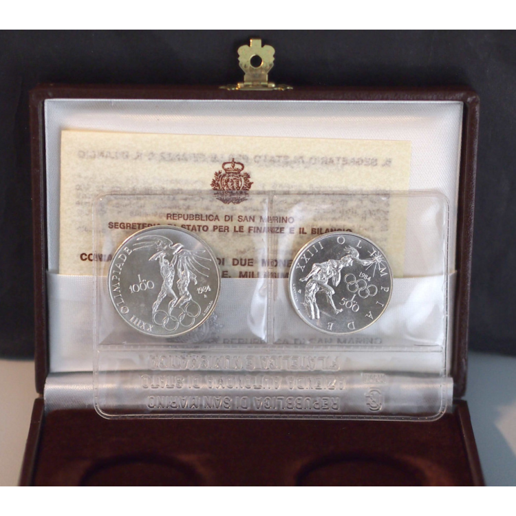 SAN MARINO 1984 Diptych XXIII Olympiad 2 Proof Silver Coins