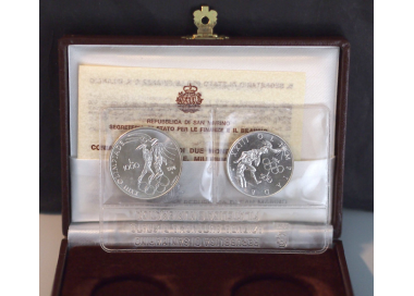 SAN MARINO 1984 Diptych XXIII Olympiad 2 Proof Silver Coins