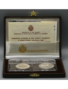 SAN MARINO 1986 Dittico Mondiali di Calcio 2 Monete in Argento FDC
