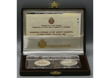 SAN MARINO 1986 Dittico Mondiali di Calcio 2 Monete in Argento FDC