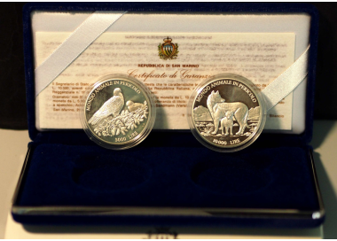 SAN MARINO 1996 Diptych Animal World in Danger, Silver Coins Proof