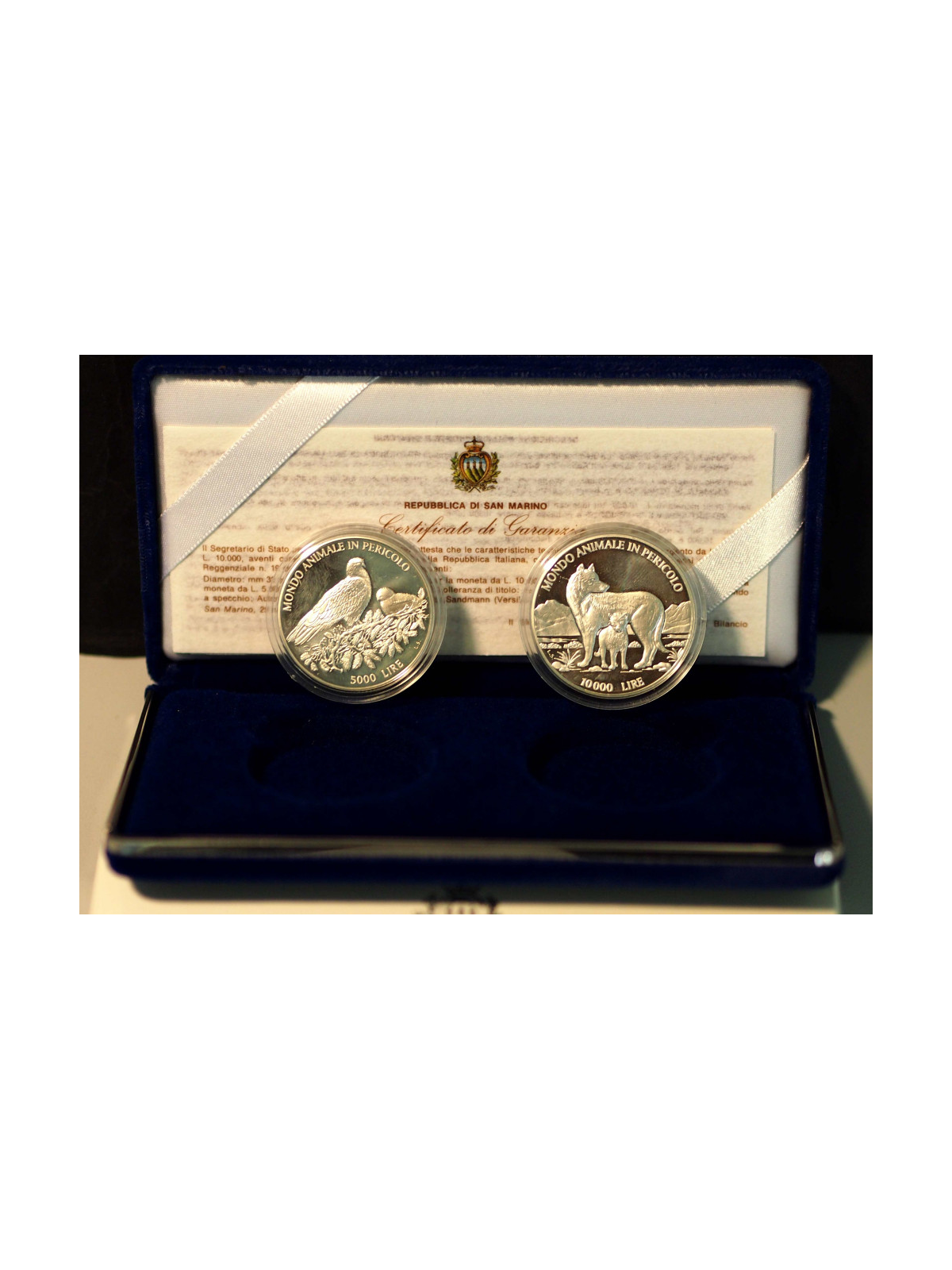 SAN MARINO 1996 Diptych Animal World in Danger, Silver Coins Proof