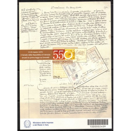 ITALIA 2024 Prima Legge sui Brevetti BF MNH**