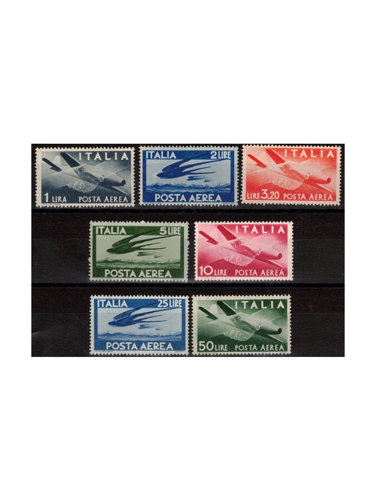 ITALY 1946-48 Democratic (airmail) 7v MNH**