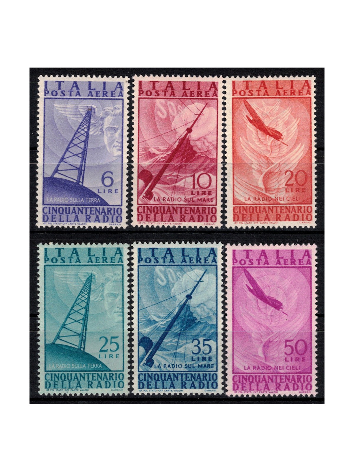 ITALY 1947 Radio (airmail) 6v MNH**