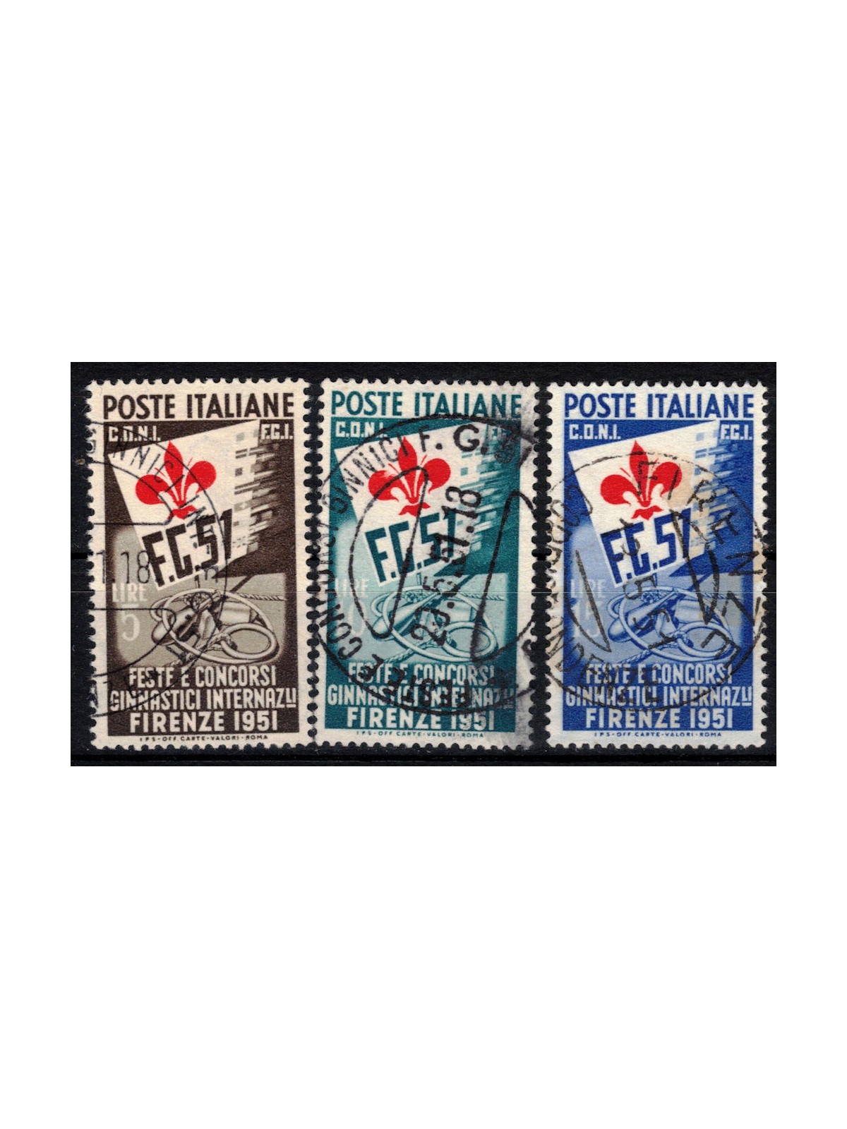 ITALIA 1951 Feste e concorsi ginnici 3v usati
