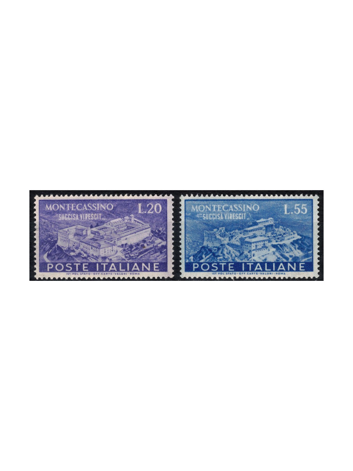ITALY 1951 Abbey of Montecassino 2v MNH**
