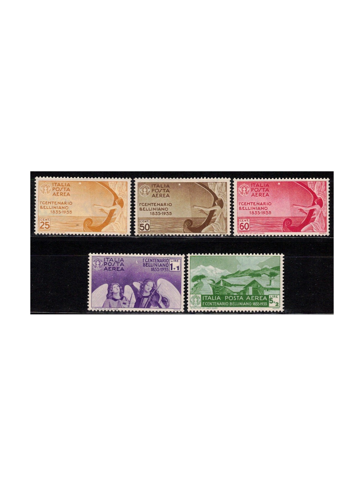 ITALIA REGNO 1935 Centenario Bellini (posta aerea) 5v MH*