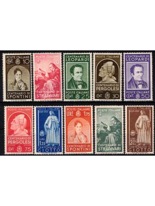 ITALY KINGDOM 1937 Illustrious Men 10v MH*