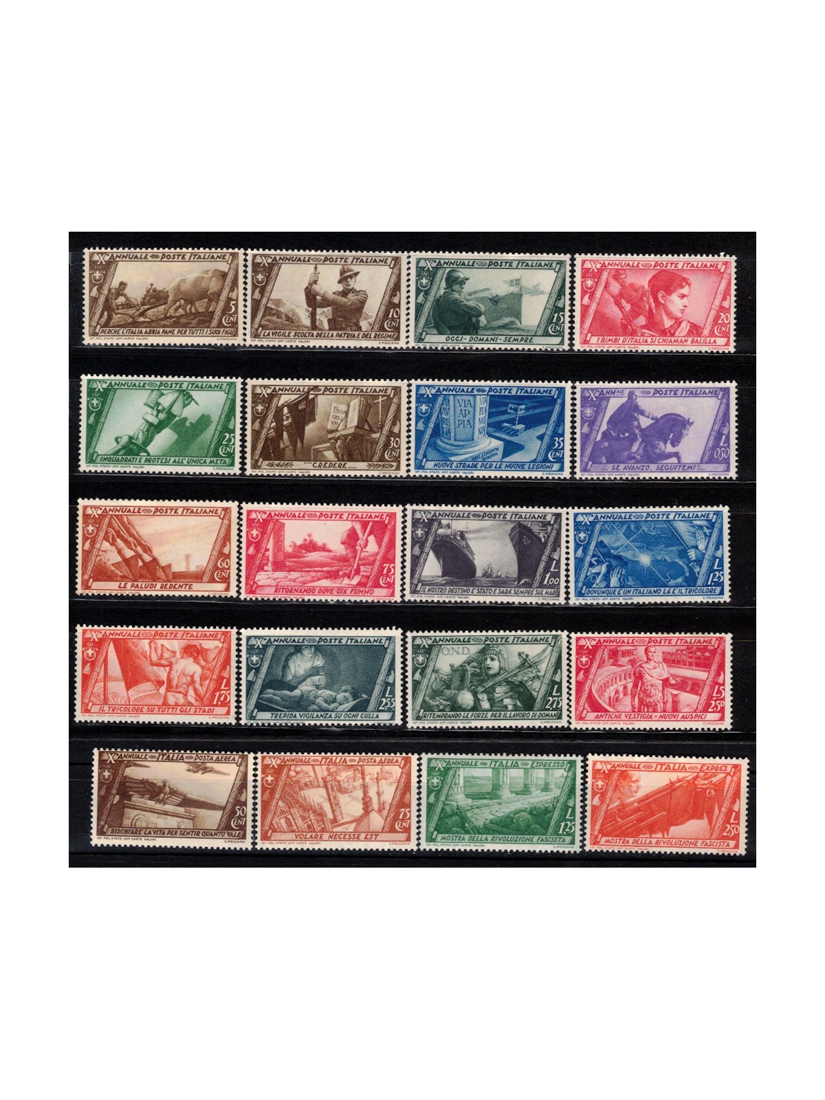 ITALIA REGNO 1932 Decennale Marcia su Roma 20v MH*