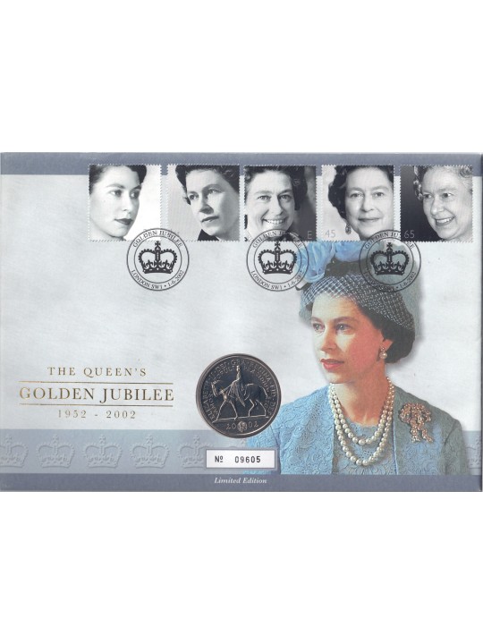 REGNO UNITO 2002 The Queen's Golden - coin fdc Jubilee