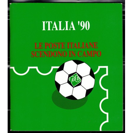 1990 Folder Libretto Le Poste Italiane Scendono in Campo Italia '90