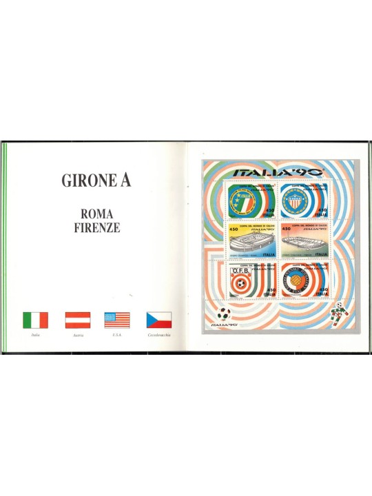 1990 Folder Libretto Le Poste Italiane Scendono in Campo Italia'90