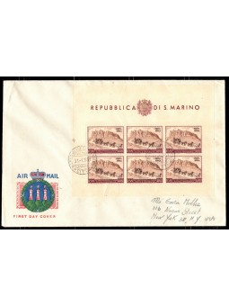 SAN MARINO 1951 FDC Venetia con BF Posta Aerea UPU
