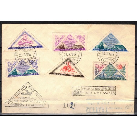 SAN MARINO 1952 FDC Venetia with Airmail Philatelic Day