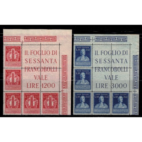 ITALY 1949 Volta, corner block of 5 MNH**