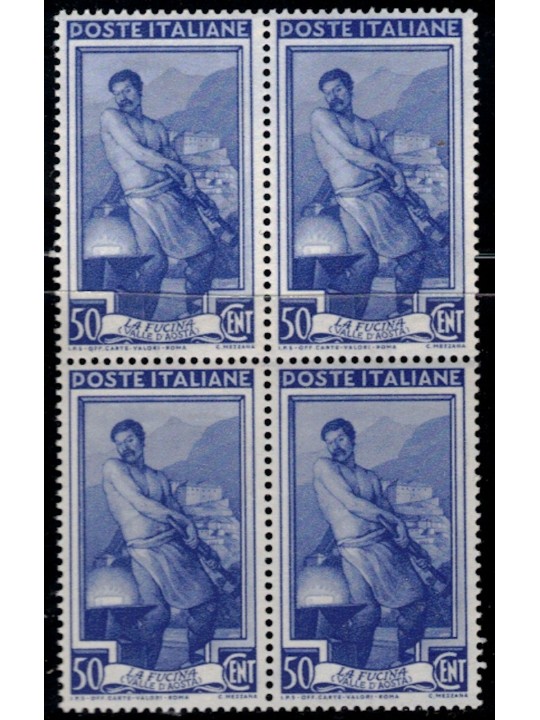 ITALIA 1950 Italia al lavoro 50c. in quartina MNH**