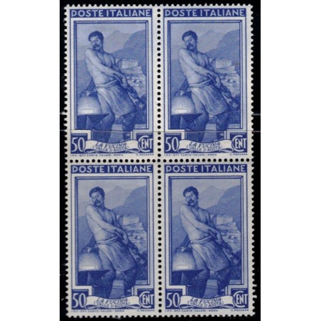 ITALY 1950 Italy at Work 50c in block of four MNH**