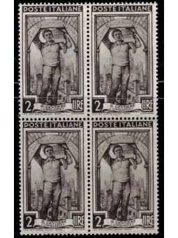 ITALIA 1950 Italia al lavoro L.2 in quartina MNH**