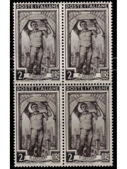ITALIA 1950 Italia al lavoro L.2 in quartina MNH**