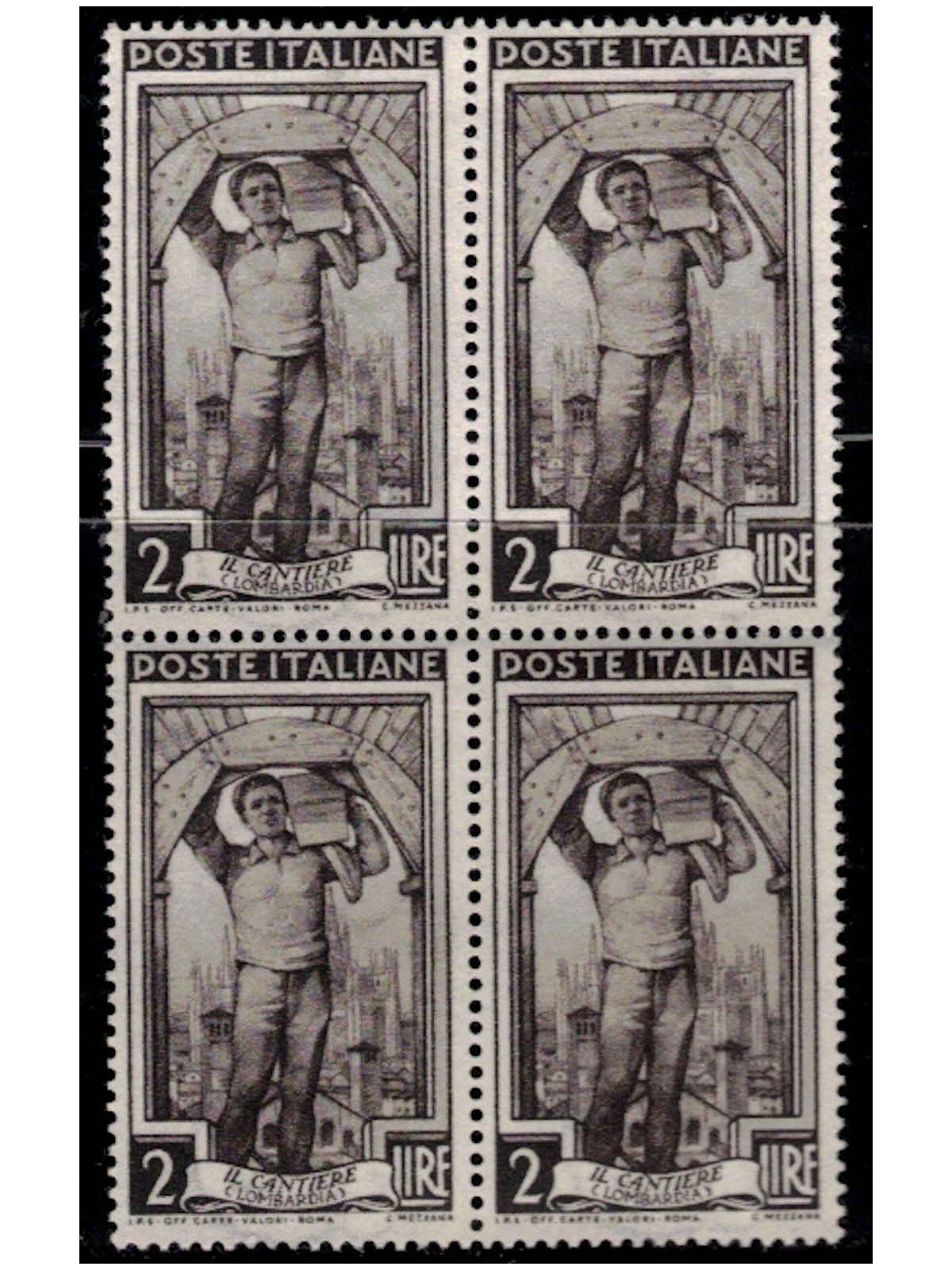 ITALY 1950 Italy at work L.2 in block of four MNH**