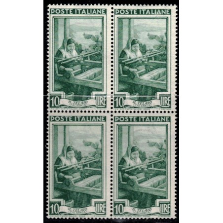 ITALIA 1950 Italia al lavoro L.10 in quartina MNH**