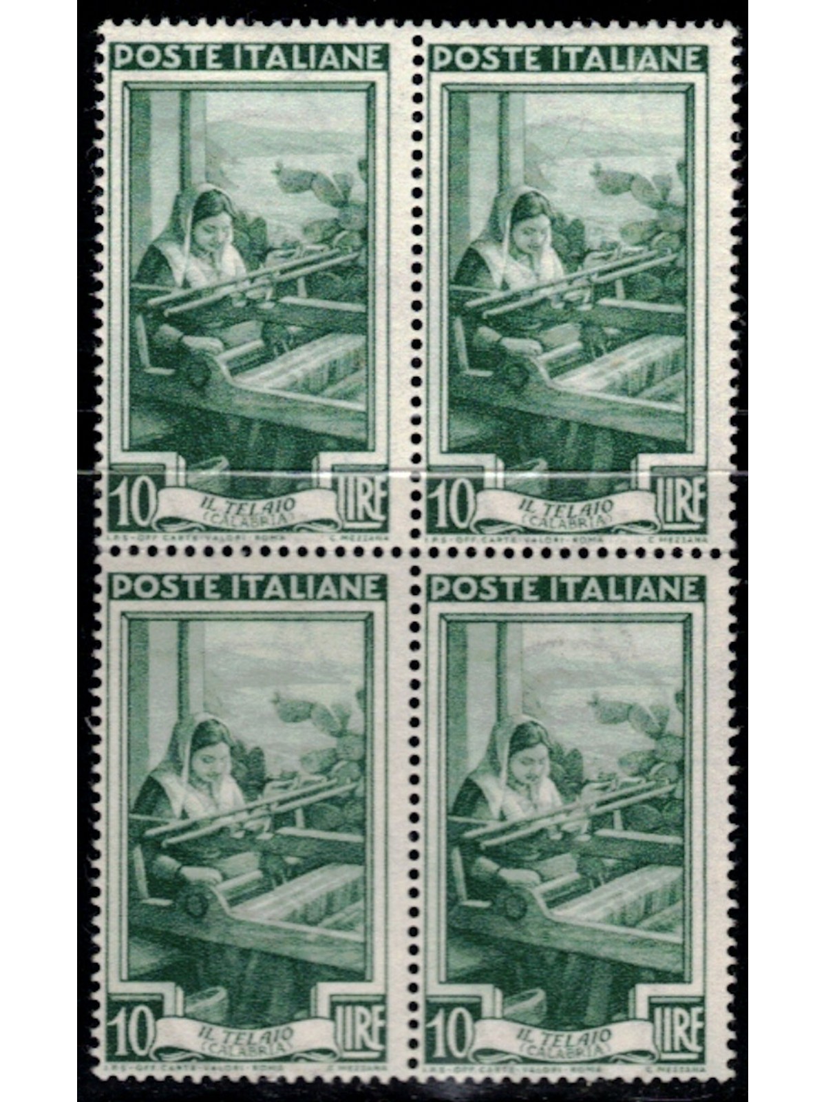 ITALIA 1950 Italia al lavoro L.10 in quartina MNH**