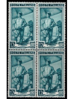 ITALY 1950 Italy at work L.12 in block of four MNH**