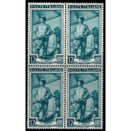 ITALY 1950 Italy at work L.12 in block of four MNH**