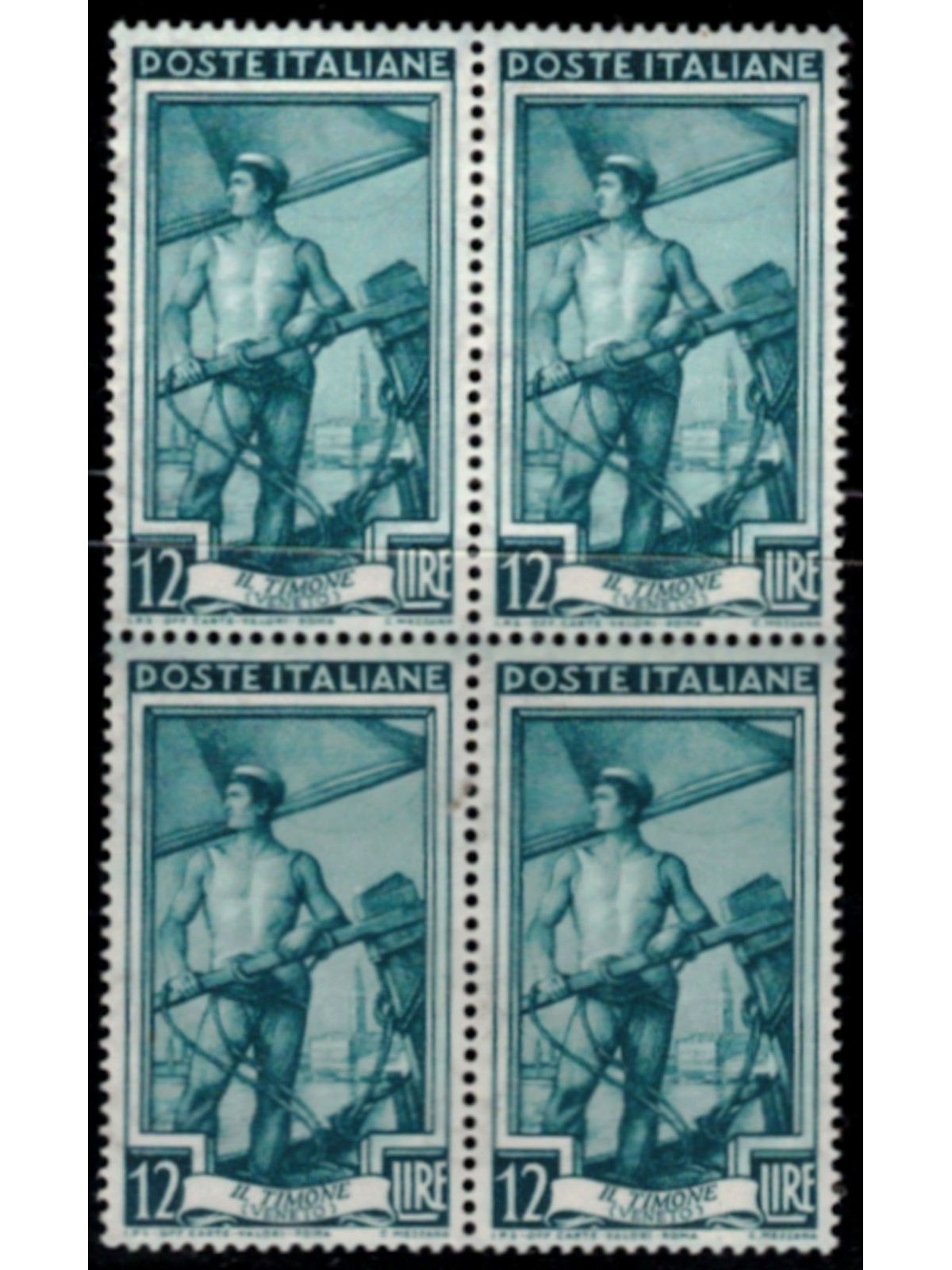 ITALY 1950 Italy at work L.12 in block of four MNH**