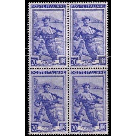ITALY 1950 Italy at work L.20 in block of four MNH**