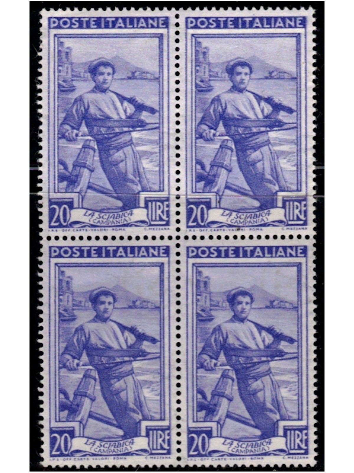ITALY 1950 Italy at work L.20 in block of four MNH**